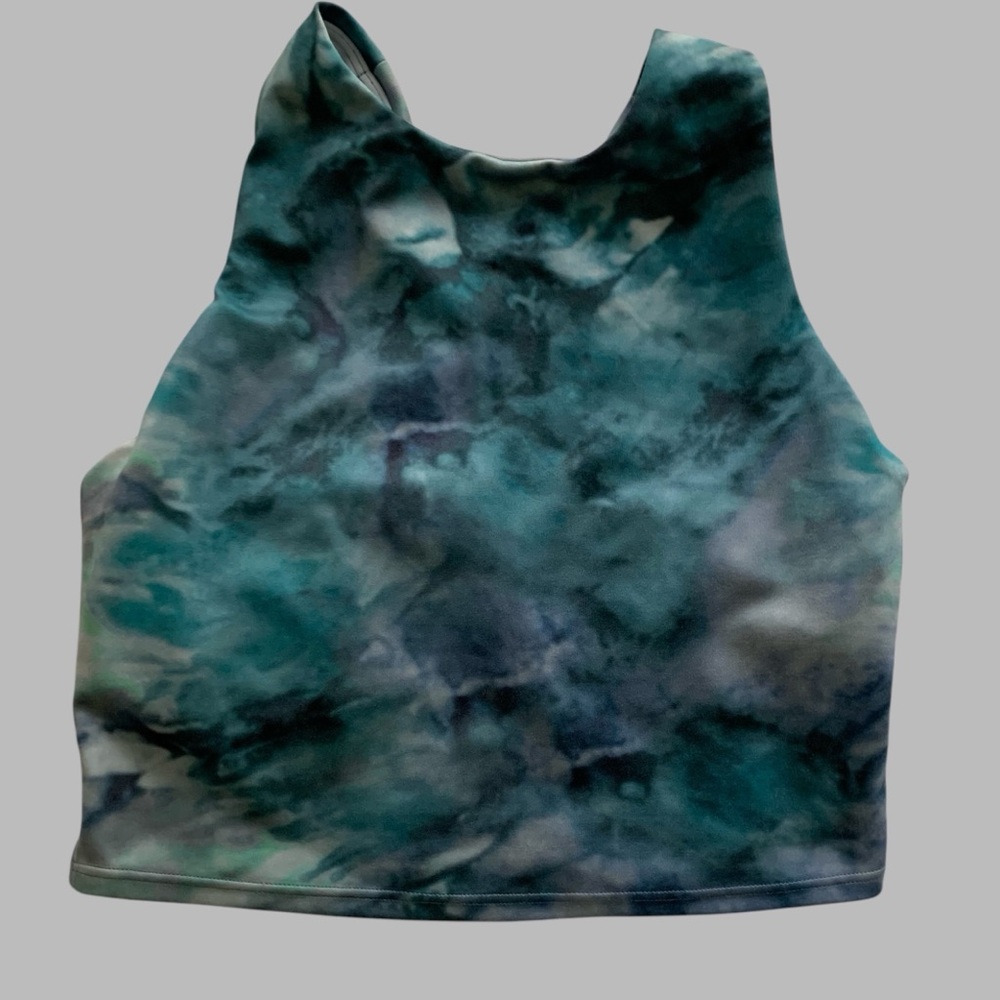 Athleta Conscious Crop Green Tie Dye Sports Bra Size Extra Small